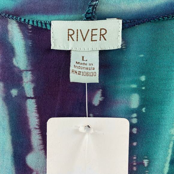 SOLD.  River Boho Tie Dye Jersey Knit Cardigan Size L New With Tag - Picture 3 of 6
